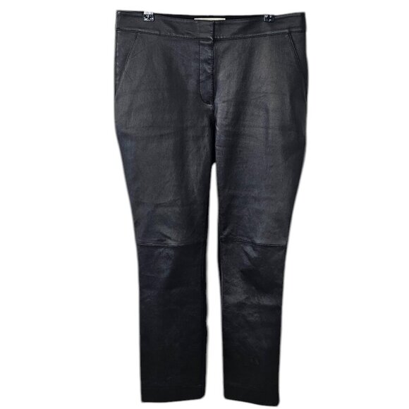 Lafayette 148 Womens Manhattan Pant, Lambskin Front, Stretch Back, Black, Size 8 - Picture 1 of 11